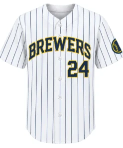 Milwaukee Brewers William Contreras White Pinstripe Jersey – front view