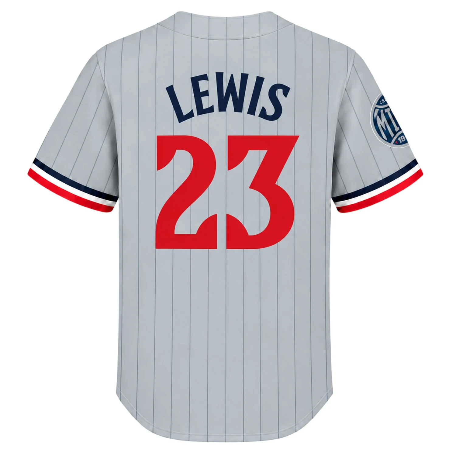 Minnesota Twins Royce Lewis Gray Road Pinstripe Jersey – back view