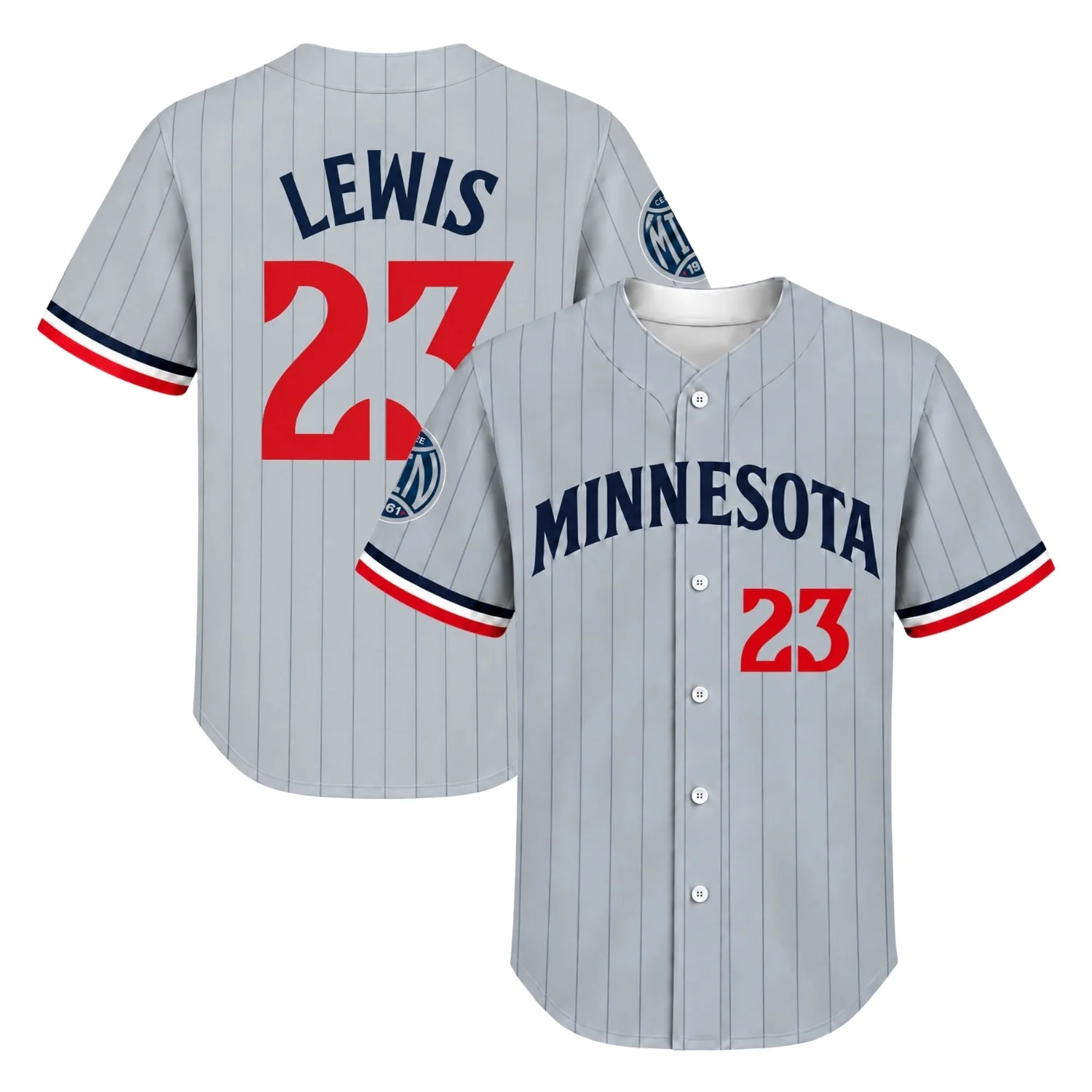 Minnesota Twins Royce Lewis Gray Road Pinstripe Jersey