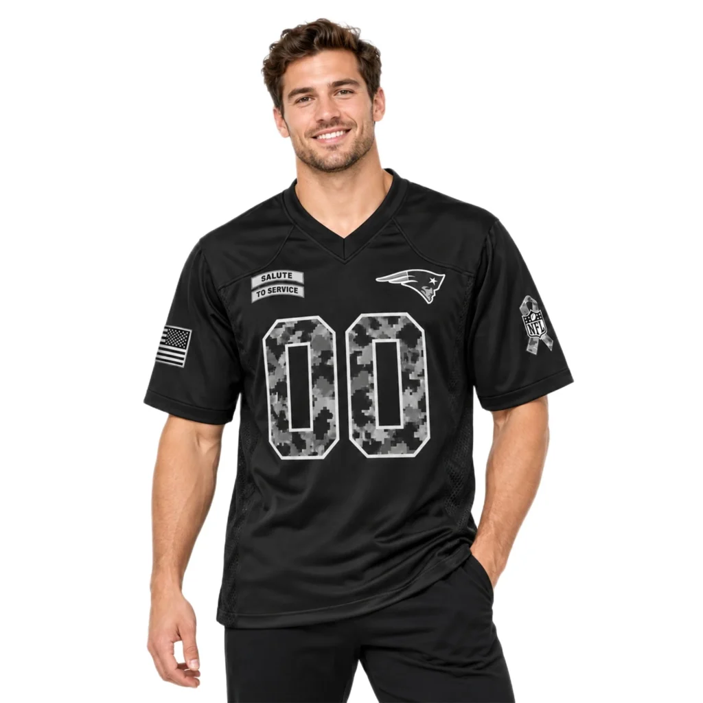 New England Patriots Black Salute Jersey – Name & Number Fan Jersey