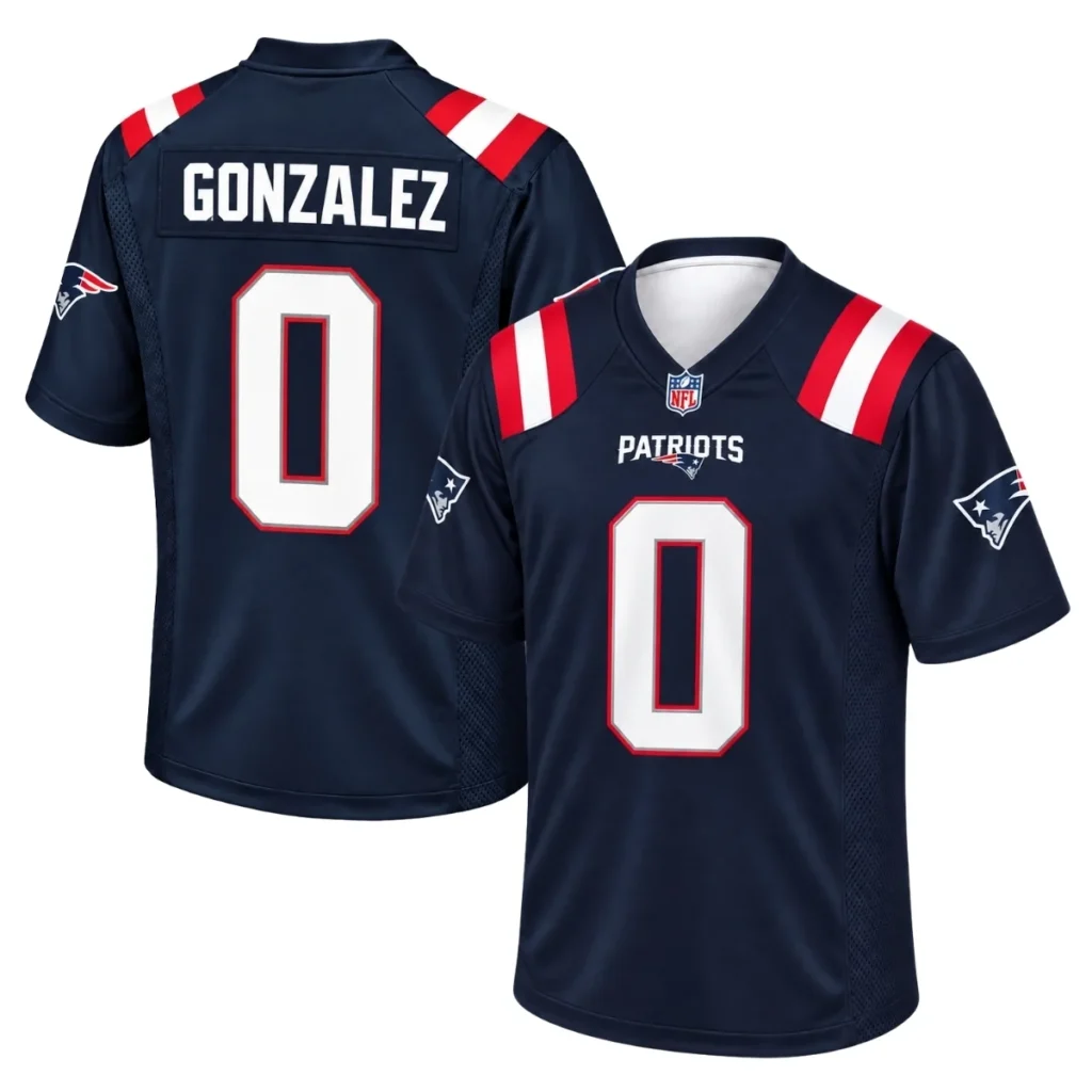 New England Patriots Christian Gonzalez Navy Jersey – Stadium Ready Fan Style