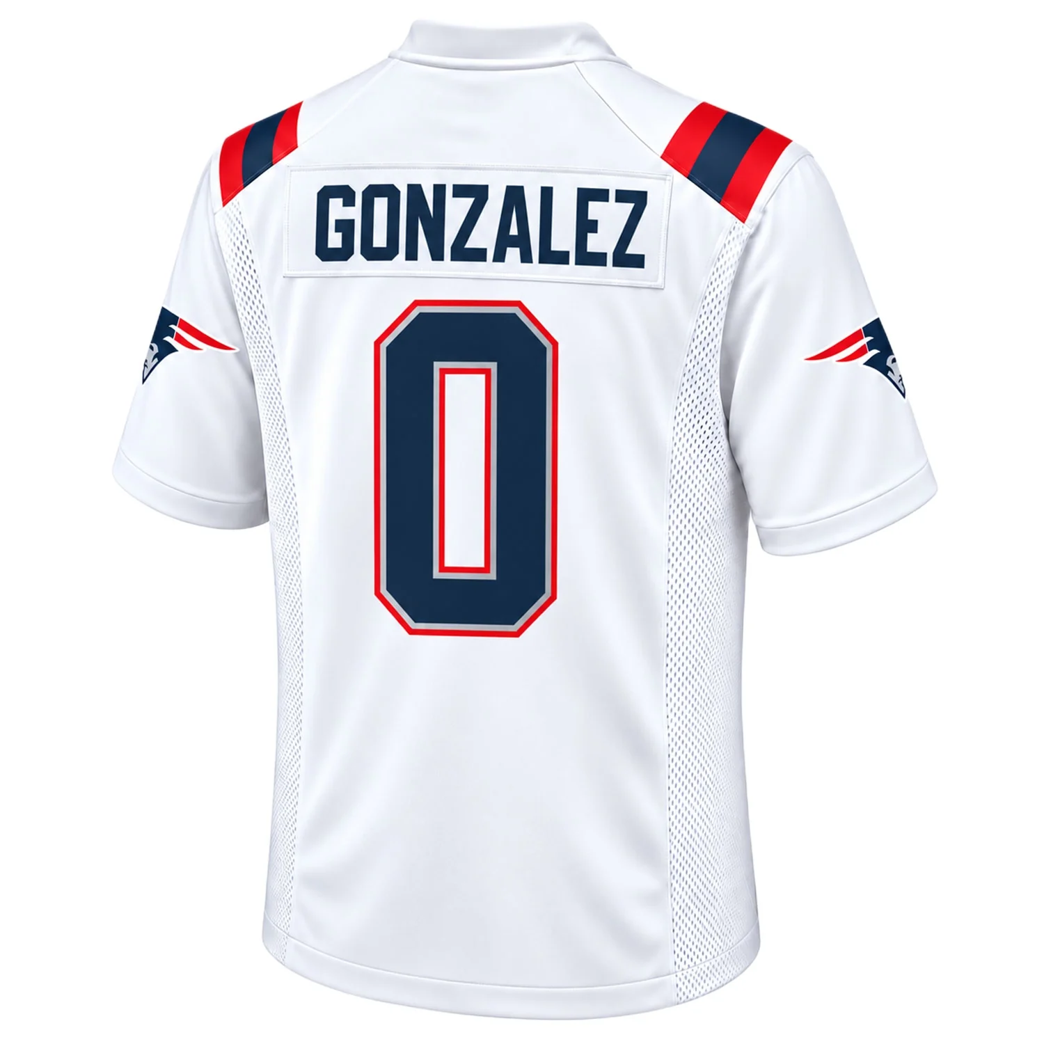 New England Patriots Christian Gonzalez White Jersey – back view