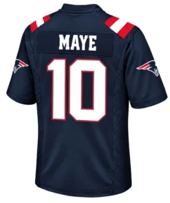 New England Patriots Drake Maye Navy Home Jersey – back view
