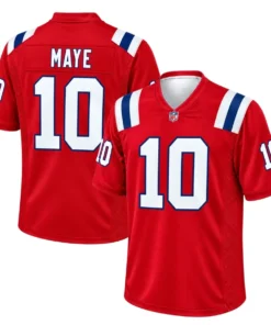New England Patriots Drake Maye Red Alternate Jersey