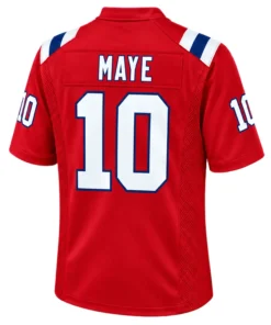 New England Patriots Drake Maye Red Alternate Jersey – back view