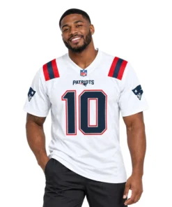 New England Patriots Drake Maye White Jersey – model view