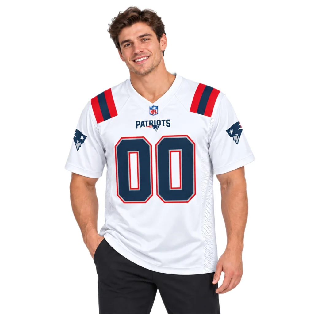 New England Patriots White Custom Jersey – Name & Number Fan Jersey