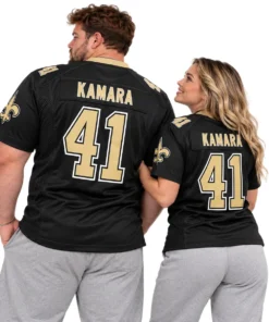 New Orleans Saints Alvin Kamara Black Alternate Jersey – model back view
