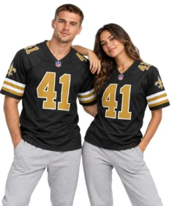 New Orleans Saints Alvin Kamara Black Alternate Jersey – model front view