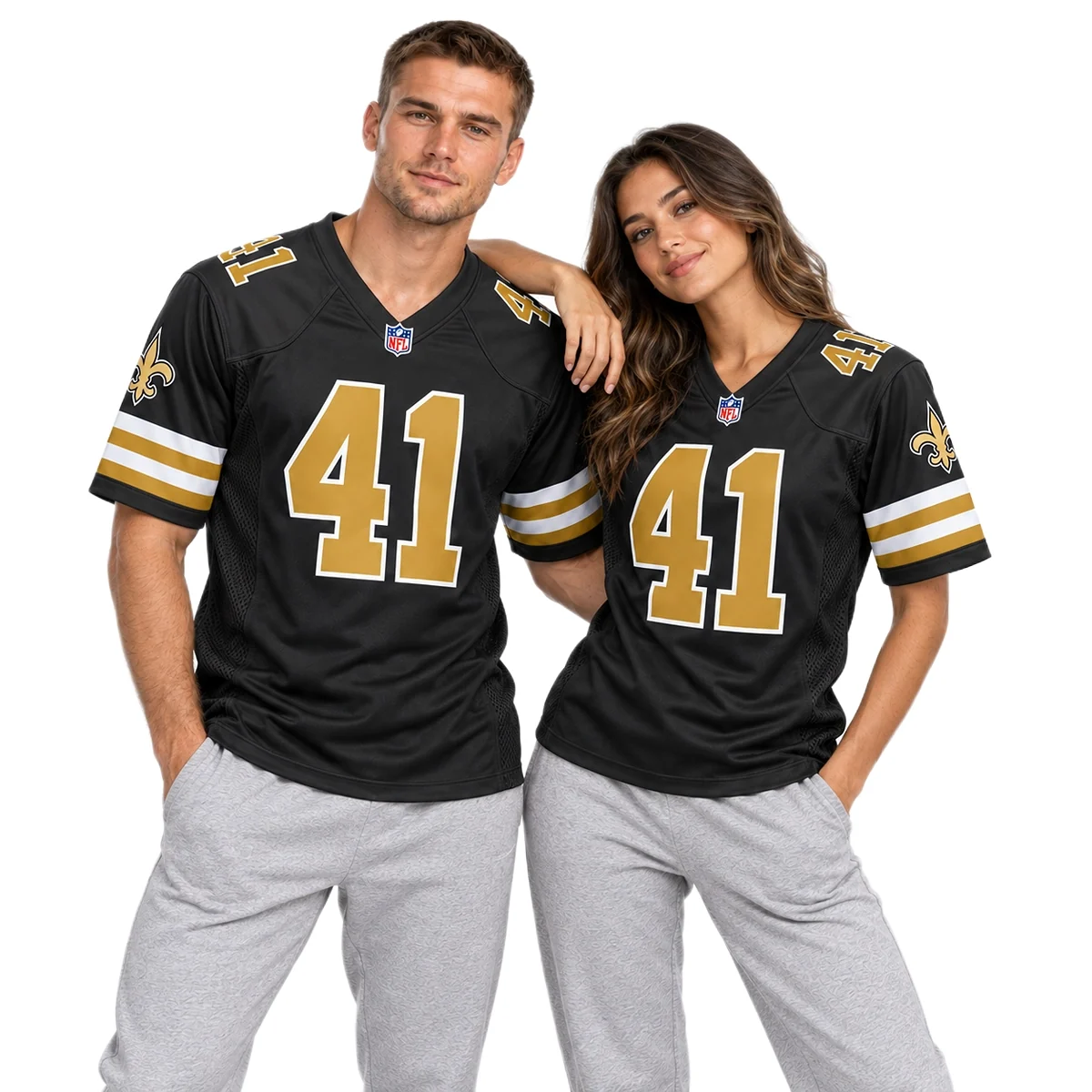 New Orleans Saints Alvin Kamara Black Alternate Jersey – model front view