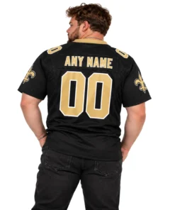 New Orleans Saints Black Custom Jersey – model back view