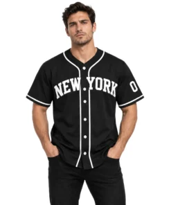 New York Yankees Black Custom Jersey – model view
