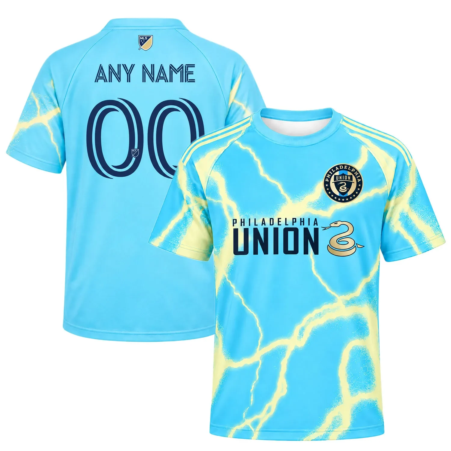Philadelphia Union Blue Away Custom Jersey – front back view