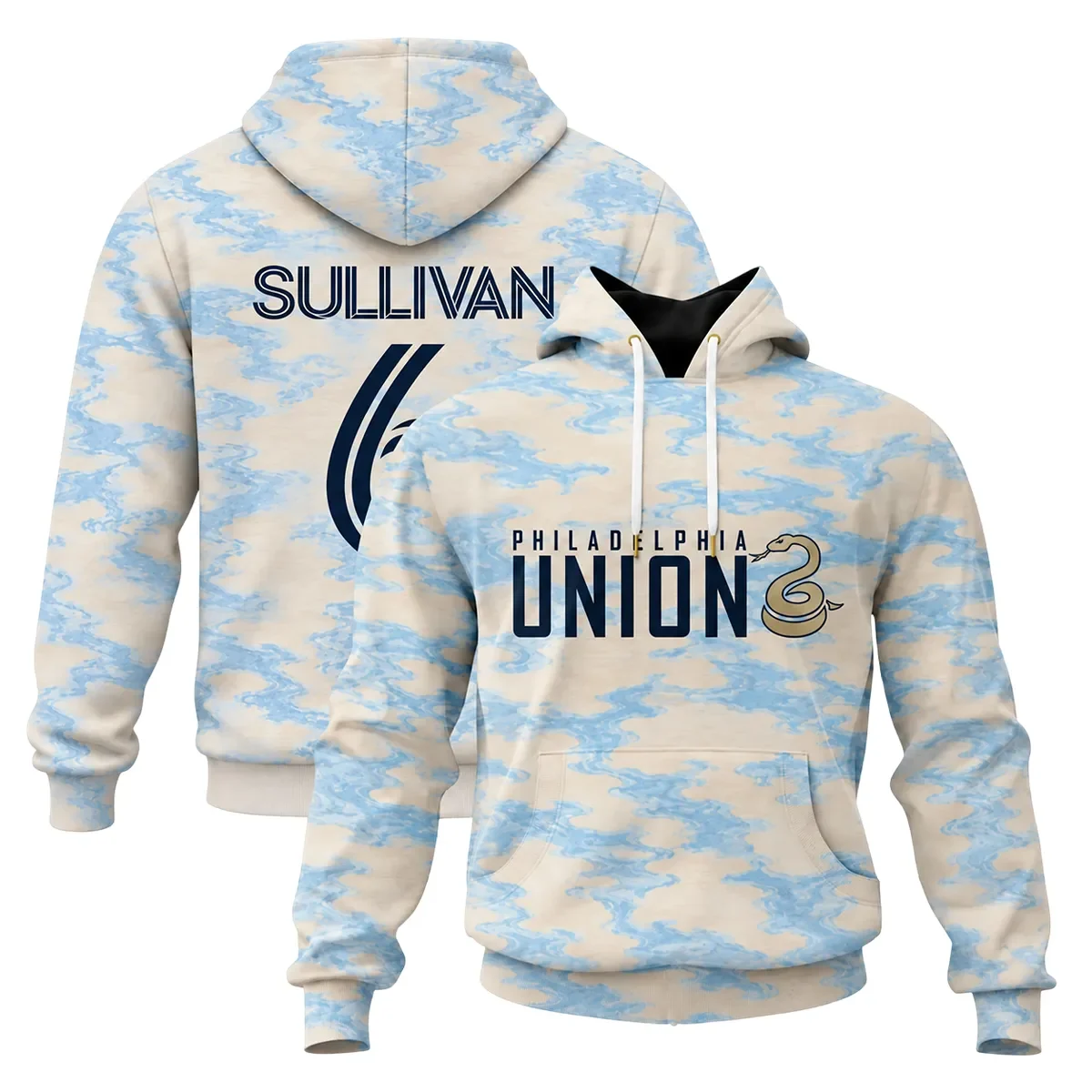 Philadelphia Union Cavan Sullivan Light Blue Hoodie – front back view