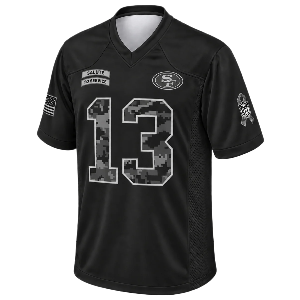 San Francisco 49ers Brock Purdy Black Salute Jersey – front view
