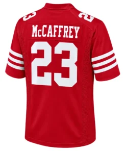 San Francisco 49ers Christian McCaffrey Scarlet Home Jersey – back view