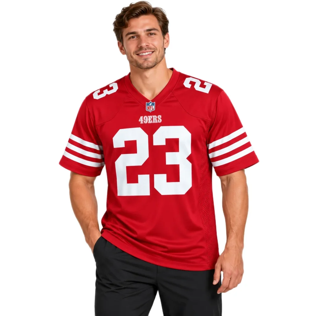 San Francisco 49ers Christian McCaffrey Scarlet Home Jersey – Game Day Fan Jersey