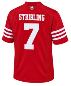 San Francisco 49ers De'Zhaun Stribling Red Jersey – back view