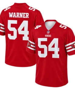 San Francisco 49ers Fred Warner Red Jersey – front back view