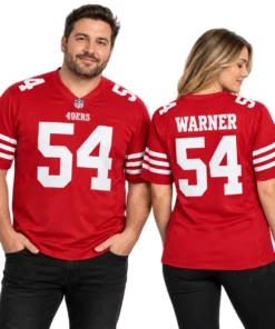 San Francisco 49ers Fred Warner Red Jersey – couple view