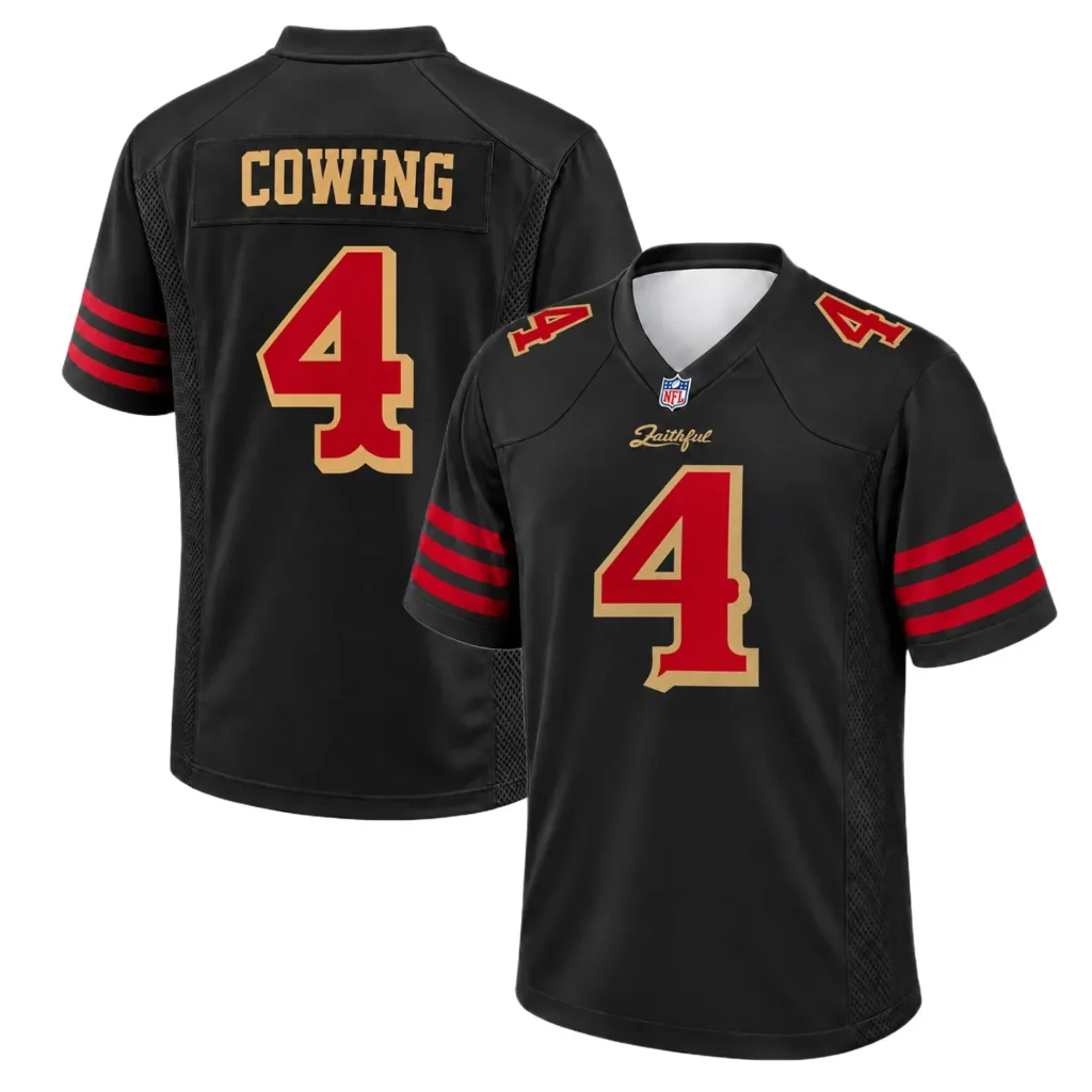San Francisco 49ers Jacob Cowing Black Jersey – Name & Number Fan Jersey