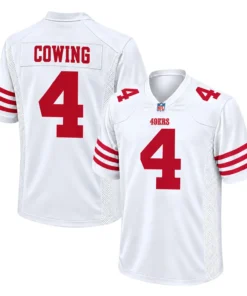 San Francisco 49ers Jacob Cowing White Jersey – front back view