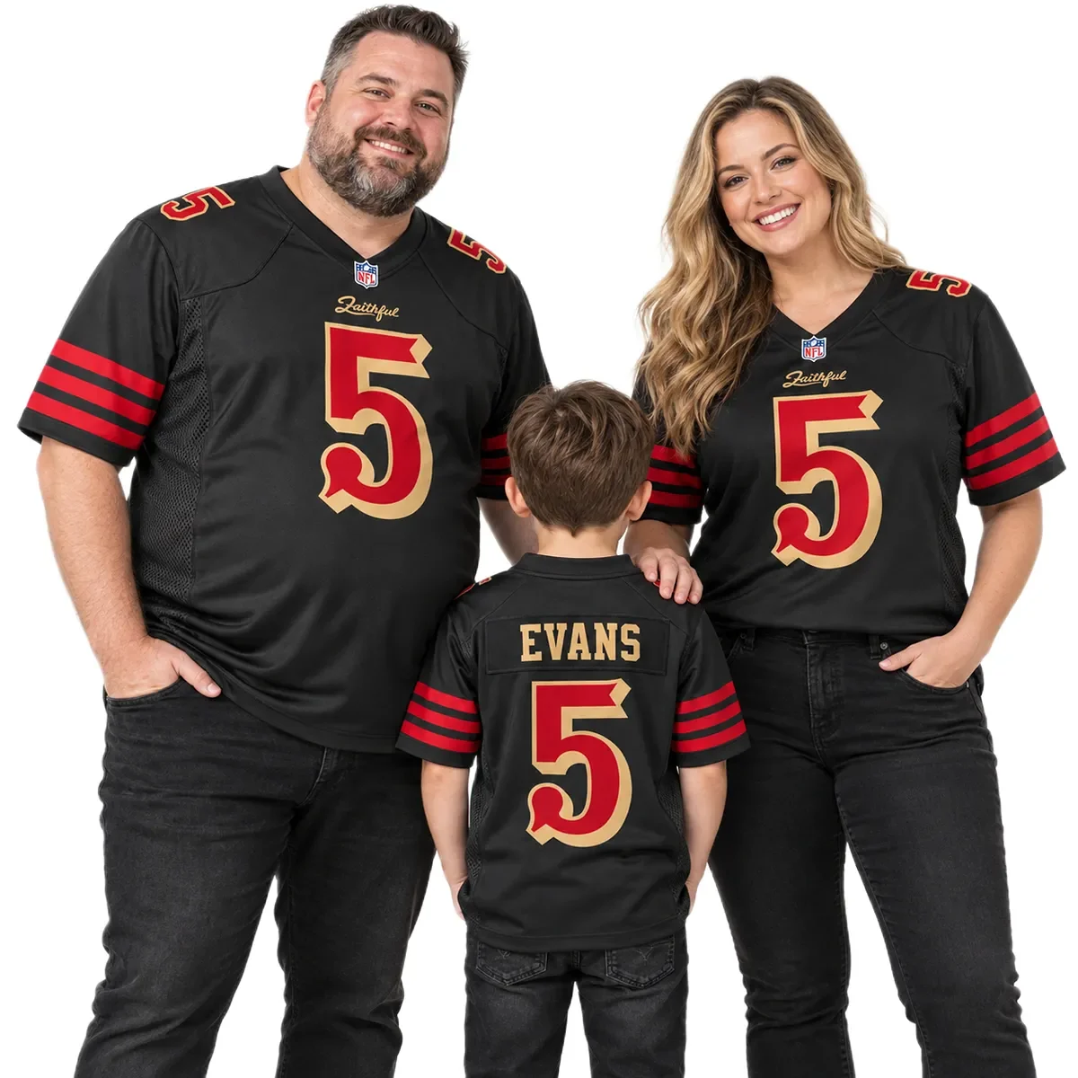 San Francisco 49ers Mike Evans Black Jersey – family view