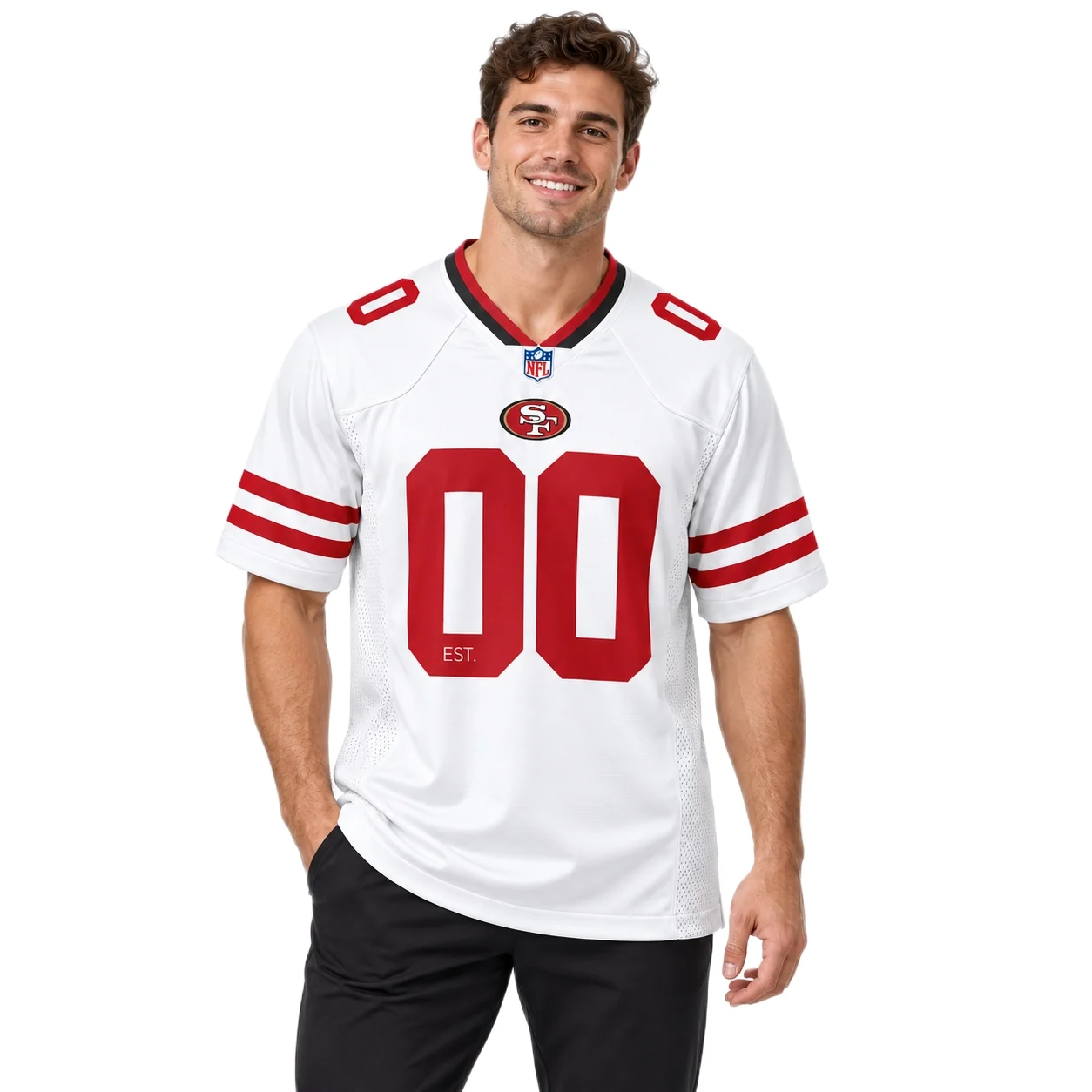 San Francisco 49ers White Custom Jersey – model view