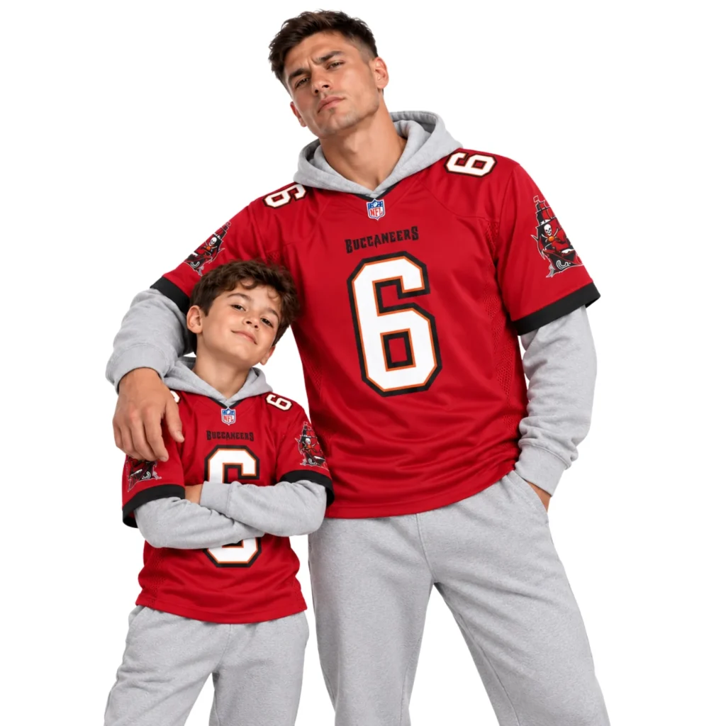Tampa Bay Buccaneers Baker Mayfield Red Home Jersey – Home Crowd Fan Style
