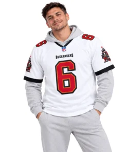 Tampa Bay Buccaneers Baker Mayfield White Road Jersey – model front view