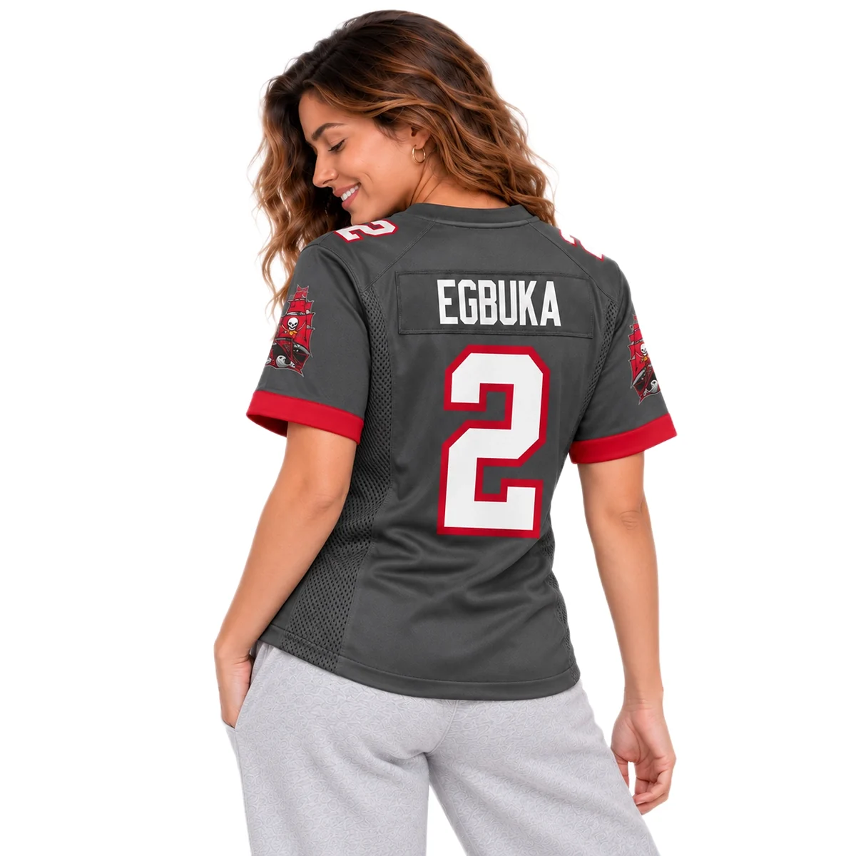 Tampa Bay Buccaneers Emeka Egbuka Alternate Jersey – model back view