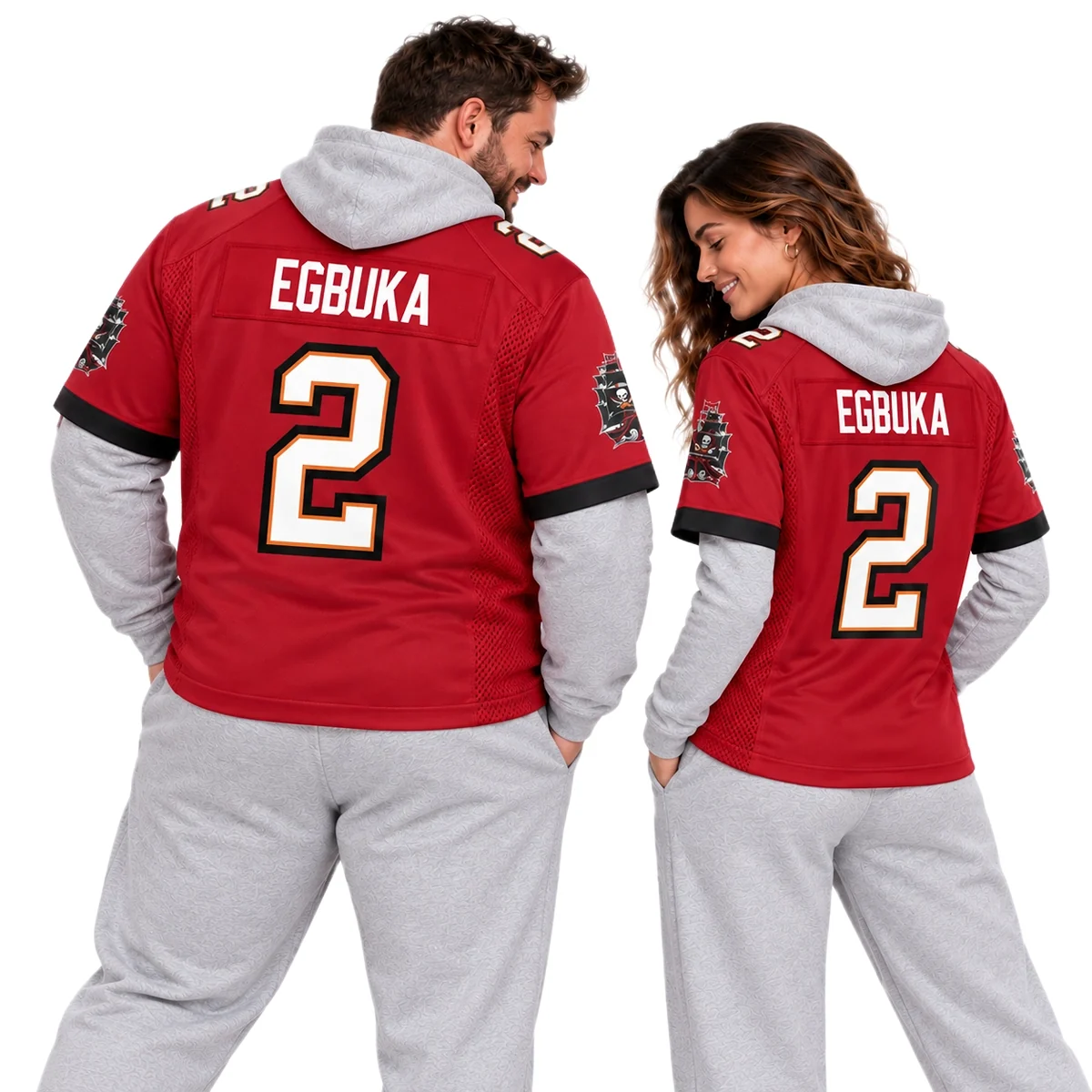 Tampa Bay Buccaneers Emeka Egbuka Red Jersey – model back view