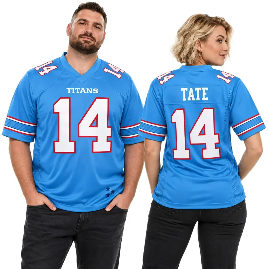 Tennessee Titans Carnell Tate Blue Jersey – Name & Number Fan Jersey