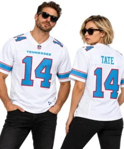 Tennessee Titans Carnell Tate White Away Jersey – couple view