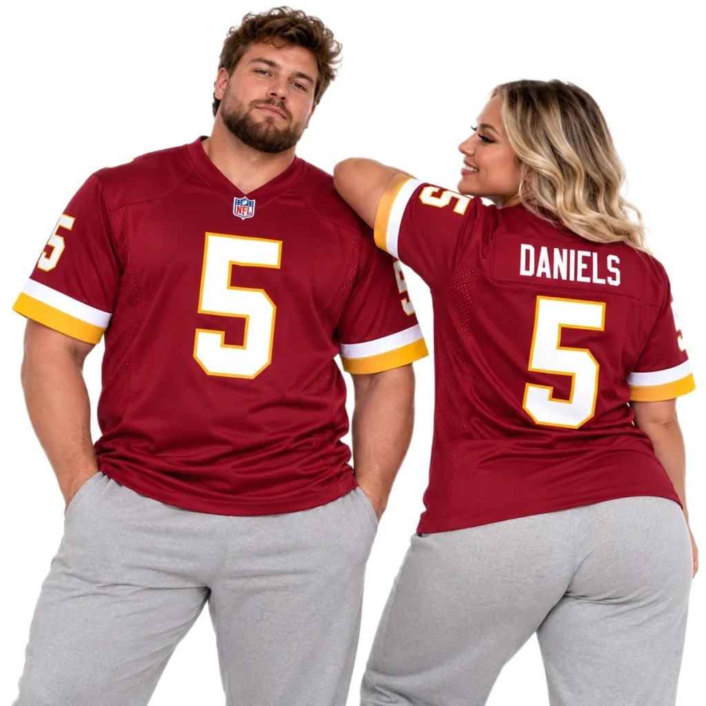 Washington Commanders Jayden Daniels Burgundy Jersey – Home Crowd Fan Style