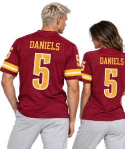 Washington Commanders Jayden Daniels Jersey – model back view