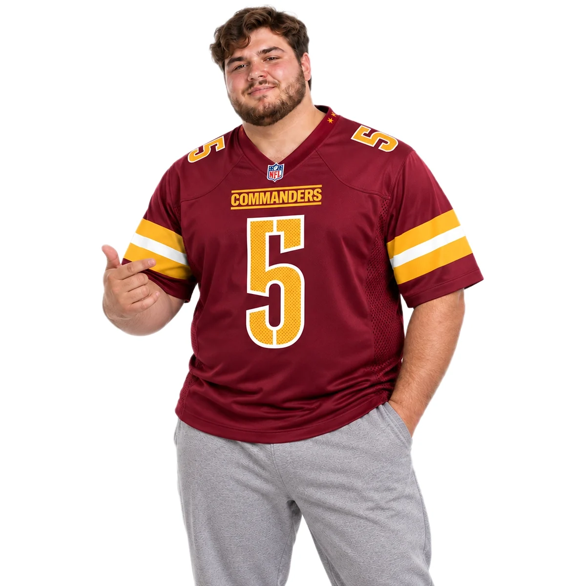 Washington Commanders Jayden Daniels Jersey – model front view