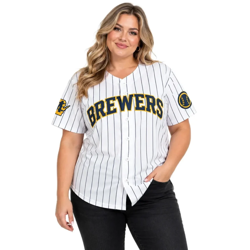 Women's Milwaukee Brewers William Contreras Pinstripe Pinstripe Jersey – Name & Number Fan Jersey